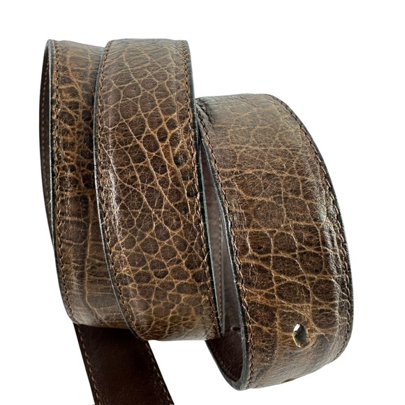 Vintage PHILIPPE CHARRIOL Rope Brown Genuine Leather Croc Pattern Belt Size 42 - Picture 8 of 11